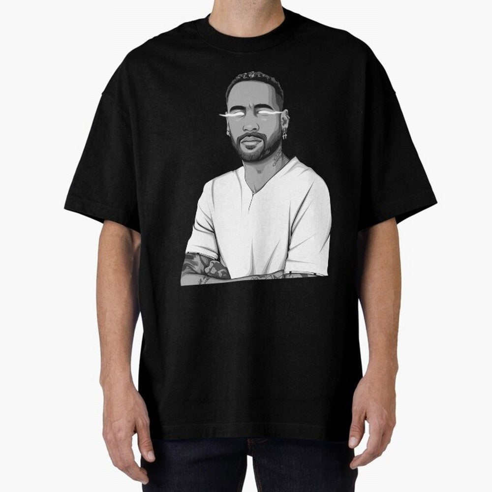 Neymar Jr. Black and White Version Oversized T-Shirt Live the Energy of FIFA World Cup 2026 Group Stage Spirit, Capturing Argentina, France and Brazil, Messi and Cristiano Ronaldo, Goal Celebration Energy, Supporter Heritage, Football Icons and