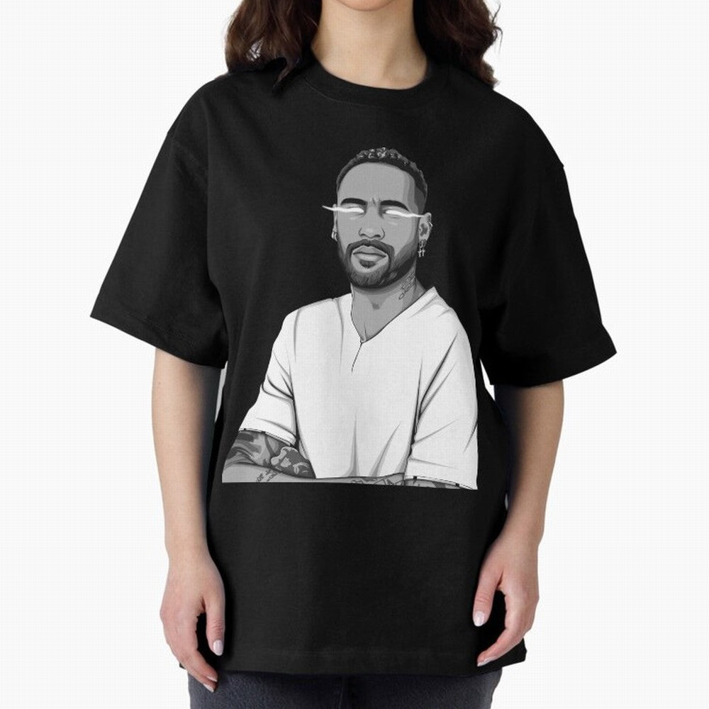 Neymar Jr. Black and White Version Oversized T-Shirt Live the Energy of FIFA World Cup 2026 Group Stage Spirit, Capturing Argentina, France and Brazil, Messi and Cristiano Ronaldo, Goal Celebration Energy, Supporter Heritage, Football Icons and