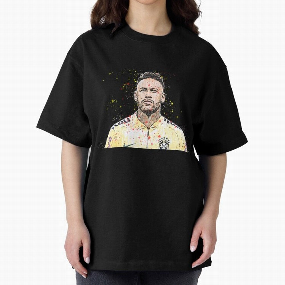 Neymar Neymar Oversized T-Shirt Honor the Football Icons of FIFA World Cup 2026 Spirit, Featuring England, Messi, Vintage Soccer Flavor, Modern Football Stars, National Flags and Final Night Emotion; Great for Watch Parties, Sports Bars, Family