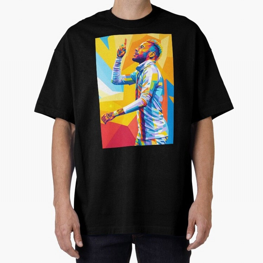 Neymar Pop Art Oversized T-Shirt Show Support during FIFA World Cup 2026 Group Stage for Fans of Mbappe and Neymar and England, France and Netherlands, Bringing Supporter Pride, Iconic Celebrations, Legendary Names and Global Match Day Energy;