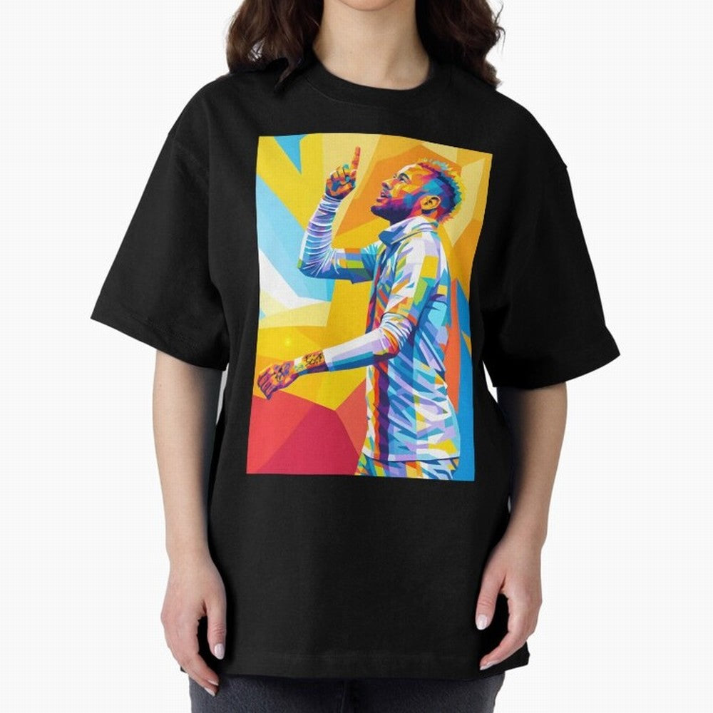 Neymar Pop Art Oversized T-Shirt Show Support during FIFA World Cup 2026 Group Stage for Fans of Mbappe and Neymar and England, France and Netherlands, Bringing Supporter Pride, Iconic Celebrations, Legendary Names and Global Match Day Energy;