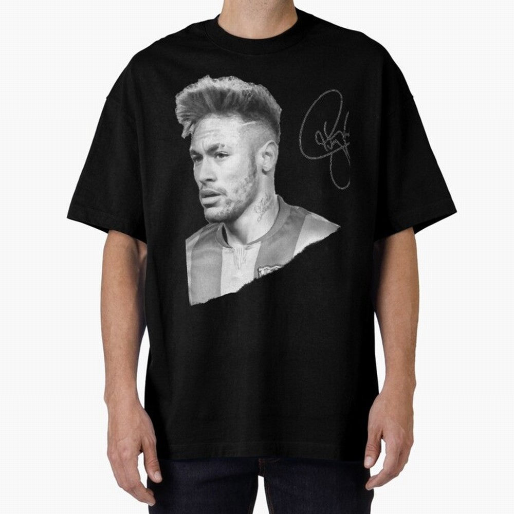 Neymar in black & white with signature Classic T-Shirt Bring Champion Energy into FIFA World Cup 2026 for Fans of Cristiano Ronaldo and Portugal, Bringing Retro Football Energy, Iconic Rivalries, Trophy Chase Drama and Stadium Atmosphere; Ideal for