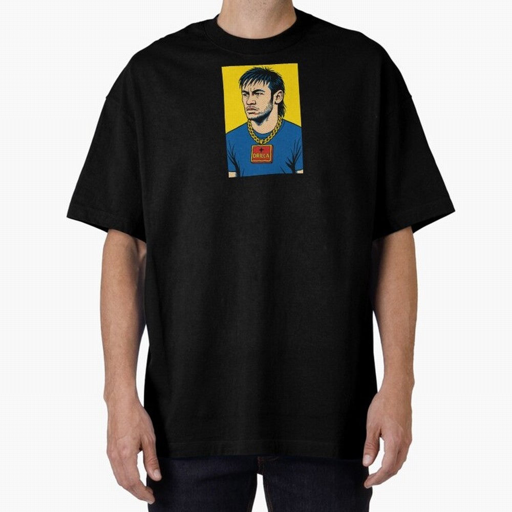 Drilla Clothing Neymar Popart Print T Shirt Oversized T-Shirt Celebrate Global Passion for FIFA World Cup 2026 Group Stage for Fans of CR7 and Spain, Bringing Tournament Hype, Historic Matchups, Family Viewing Parties and Global Sports Pride;