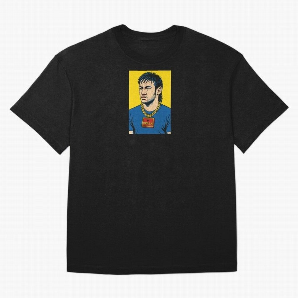 Drilla Clothing Neymar Popart Print T Shirt Oversized T-Shirt Celebrate Global Passion for FIFA World Cup 2026 Group Stage for Fans of CR7 and Spain, Bringing Tournament Hype, Historic Matchups, Family Viewing Parties and Global Sports Pride;