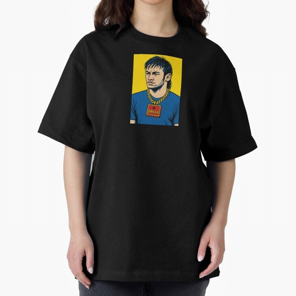 Drilla Clothing Neymar Popart Print T Shirt Oversized T-Shirt Celebrate Global Passion for FIFA World Cup 2026 Group Stage for Fans of CR7 and Spain, Bringing Tournament Hype, Historic Matchups, Family Viewing Parties and Global Sports Pride;