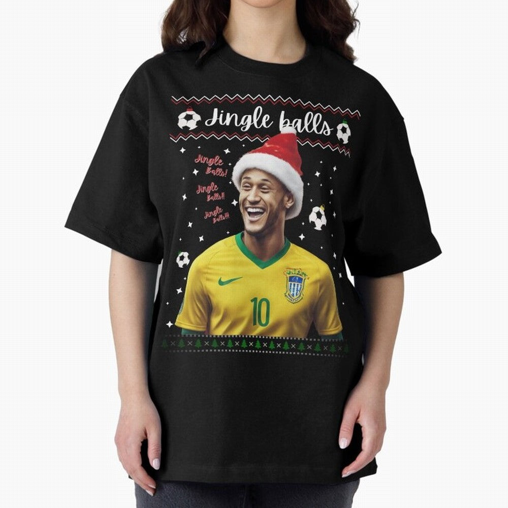 Jingle Balls Christmas Football Fan Art with Santa Neymar Active T-Shirt Bring Match Day Fire to FIFA World Cup 2026 Filled with Haaland and Mbappe, England, France and Netherlands Energy, Sports Nostalgia, International Competition, Famous Players