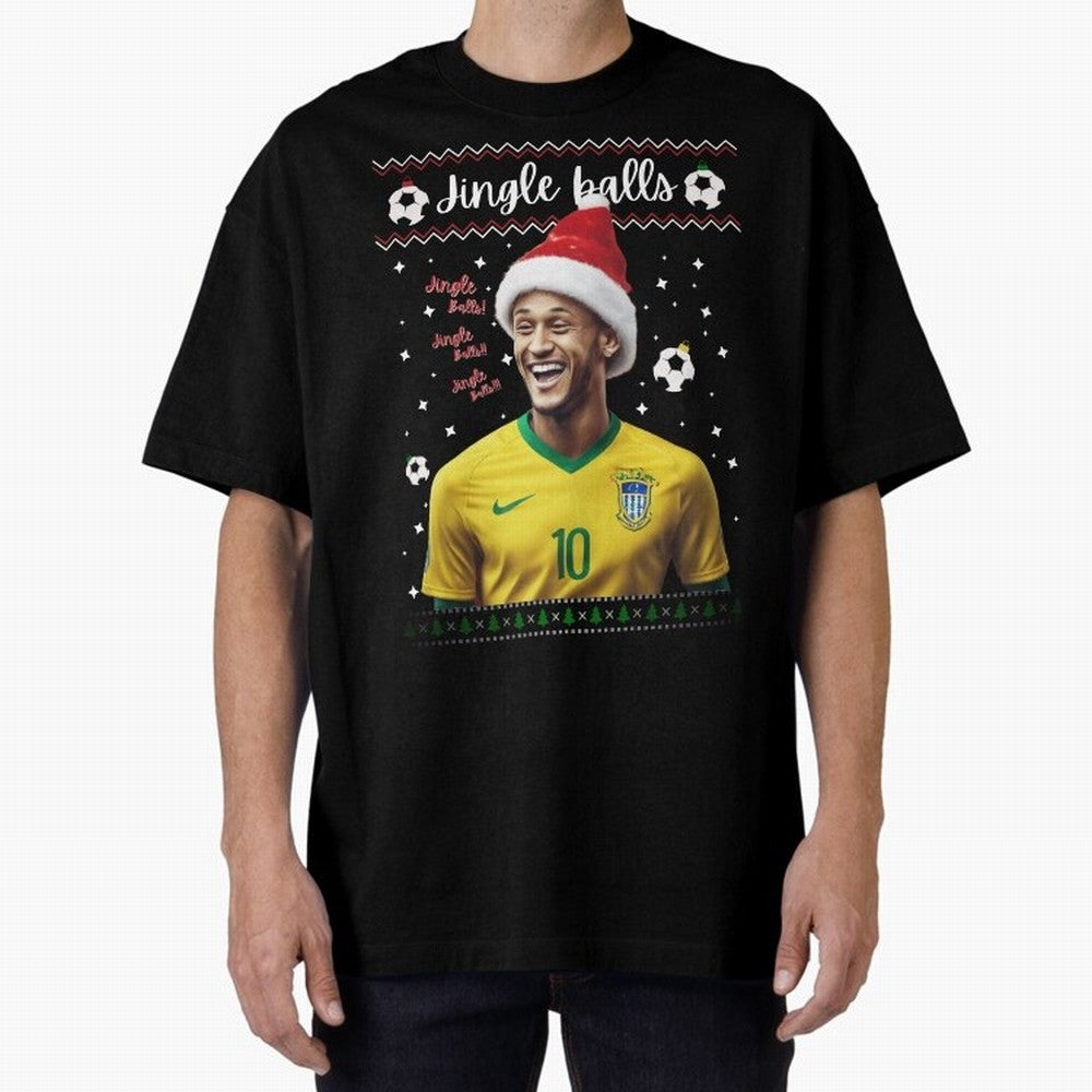 Jingle Balls Christmas Football Fan Art with Santa Neymar Active T-Shirt Bring Match Day Fire to FIFA World Cup 2026 Filled with Haaland and Mbappe, England, France and Netherlands Energy, Sports Nostalgia, International Competition, Famous Players