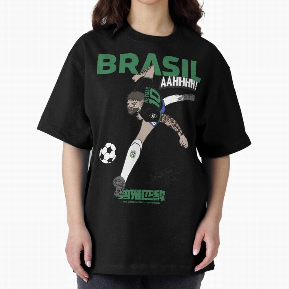 NEYMAR BRAZIL Oversized T-Shirt Celebrate Every Goal in FIFA World Cup 2026 USA Canada Mexico Spirit, Featuring Spain, Haaland and Mbappe, Supporter Pride, Iconic Celebrations, Legendary Names and Global Match Day Energy; Great for Supporters Who