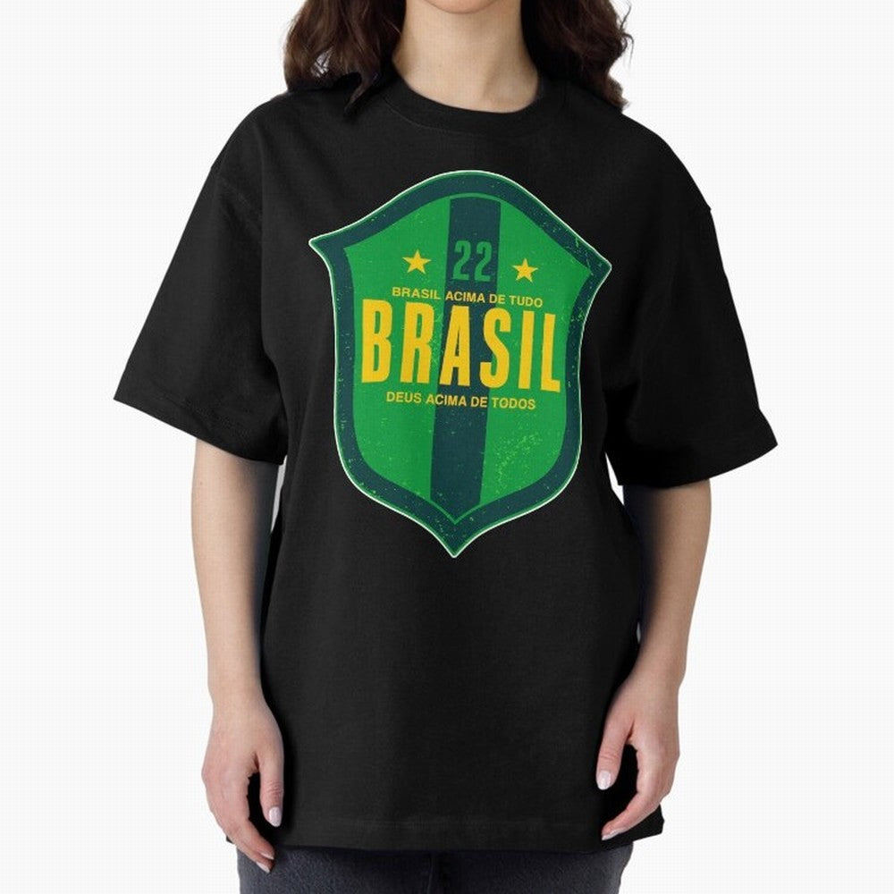 BRAS?O BRASIL 22 Oversized T-Shirt Join Supporters Worldwide for the FIFA World Cup 2026 Journey through Cristiano Ronaldo Highlights, Germany Pride, Retro Football Energy, Iconic Rivalries, Trophy Chase Drama and Stadium Atmosphere; Perfect for