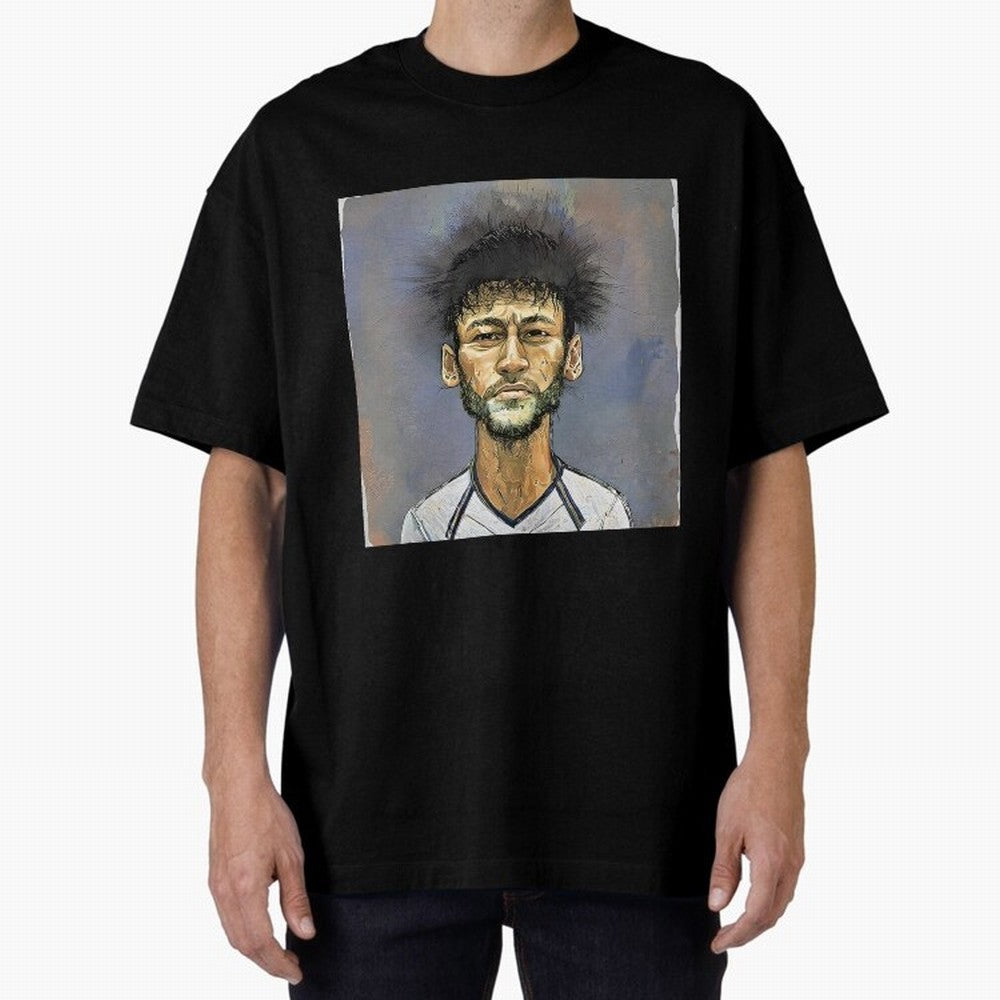 Portrait of neymar Oversized T-Shirt Celebrate Global Passion for FIFA World Cup 2026 Driven by Haaland and Mbappe, Spain and Netherlands Energy, Sports Nostalgia, International Competition, Famous Players and Unforgettable Victories; Perfect for