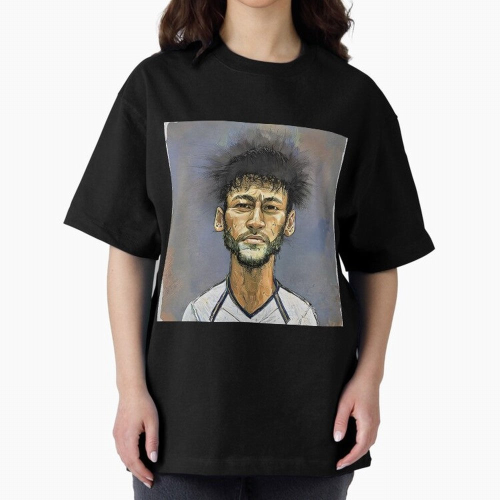 Portrait of neymar Oversized T-Shirt Celebrate Global Passion for FIFA World Cup 2026 Driven by Haaland and Mbappe, Spain and Netherlands Energy, Sports Nostalgia, International Competition, Famous Players and Unforgettable Victories; Perfect for