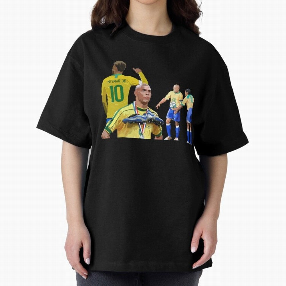 Brazilian Icons Oversized T-Shirt Follow Match Day Hype around FIFA World Cup 2026 USA Canada Mexico, Neymar, Portugal, Spain and Germany, Match Day Excitement, Supporter Culture, Golden Goals and Global Football Passion; Created for Match Day