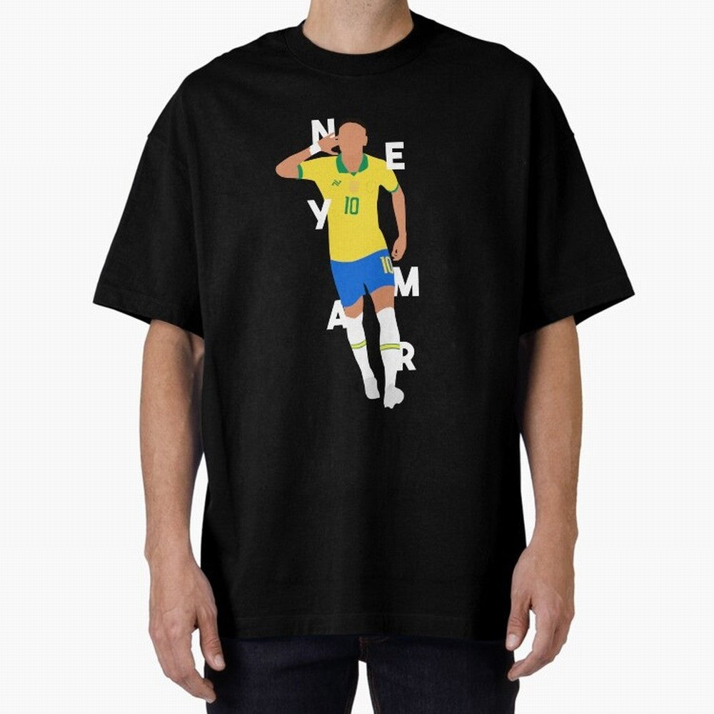 Neymar x Brazil Oversized T-Shirt Represent FIFA World Cup 2026 Spirit, Highlighting Argentina and Brazil, Messi, CR7 and Mbappe, Vintage Soccer Flavor, Modern Football Stars, National Flags and Final Night Emotion; Made for Die Hard Supporters,