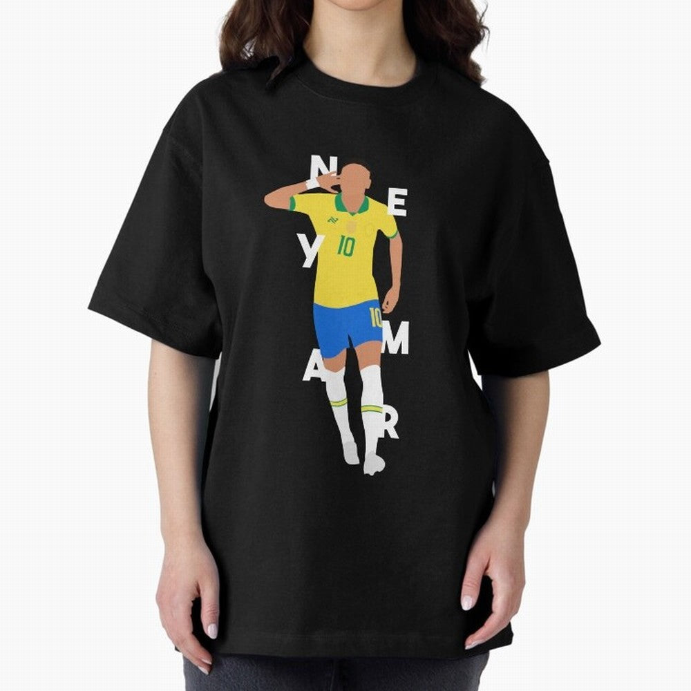 Neymar x Brazil Oversized T-Shirt Represent FIFA World Cup 2026 Spirit, Highlighting Argentina and Brazil, Messi, CR7 and Mbappe, Vintage Soccer Flavor, Modern Football Stars, National Flags and Final Night Emotion; Made for Die Hard Supporters,