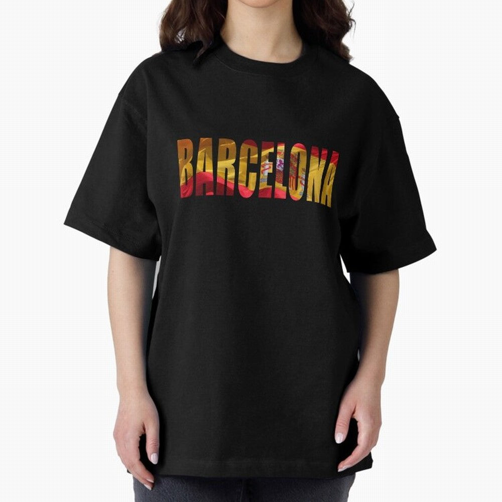Barcelona city 2 Oversized T-Shirt Celebrate Football Heritage in Global Football Passion for FIFA World Cup 2026, Inspired by Messi, Argentina, Sports Nostalgia, International Competition, Famous Players and Unforgettable Victories; Ideal for