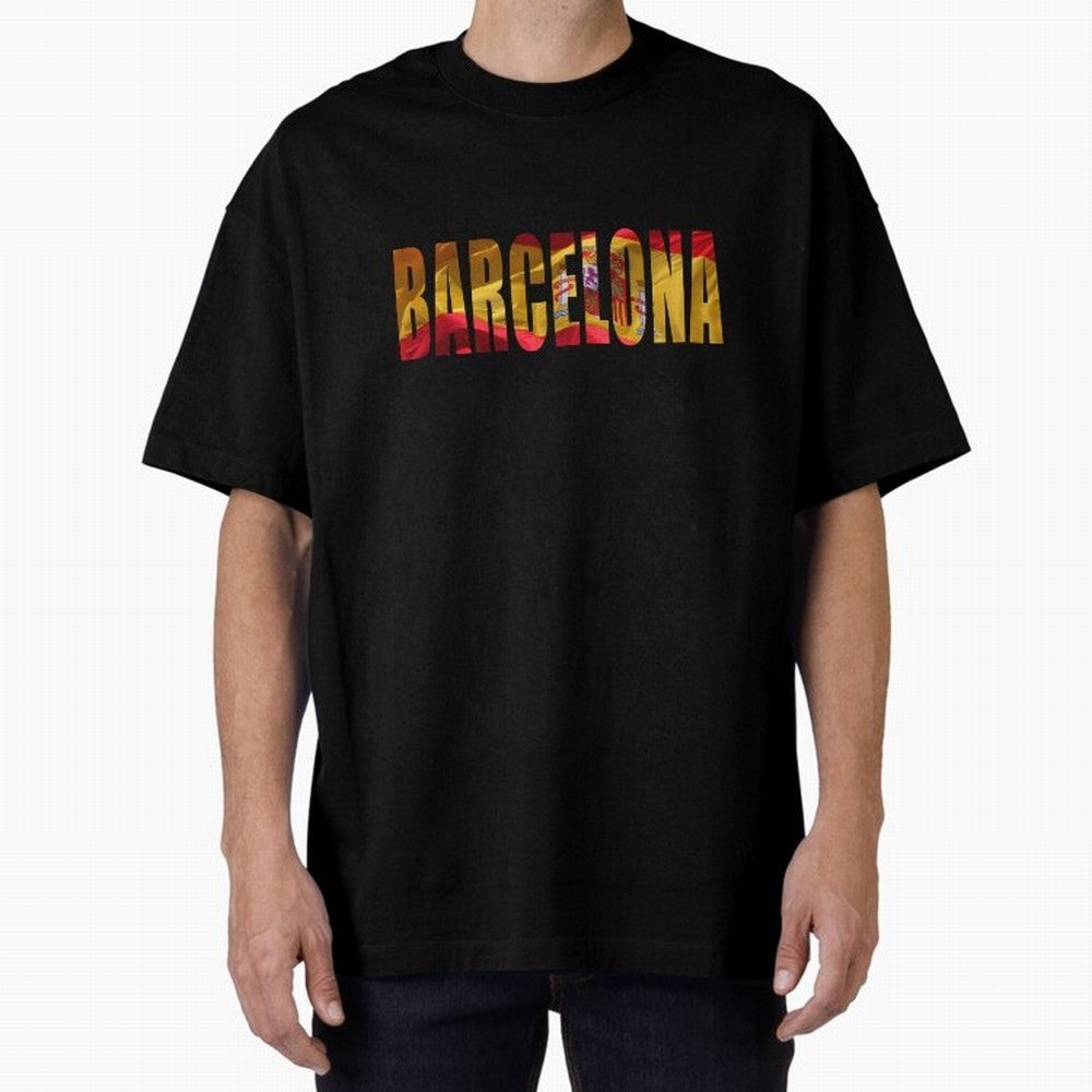 Barcelona city 2 Oversized T-Shirt Celebrate Football Heritage in Global Football Passion for FIFA World Cup 2026, Inspired by Messi, Argentina, Sports Nostalgia, International Competition, Famous Players and Unforgettable Victories; Ideal for