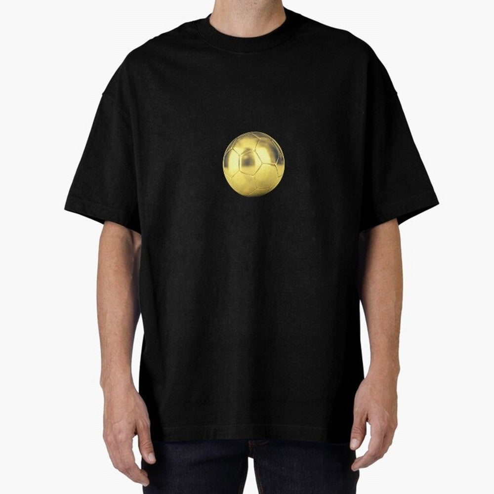 Gold Football | Golden Football Good Quality Oversized T-Shirt Represent the Passion of FIFA World Cup 2026 Group Stage Celebrating Neymar, Haaland and Cristiano Ronaldo, England, France and Netherlands Energy, Match Day Excitement, Supporter