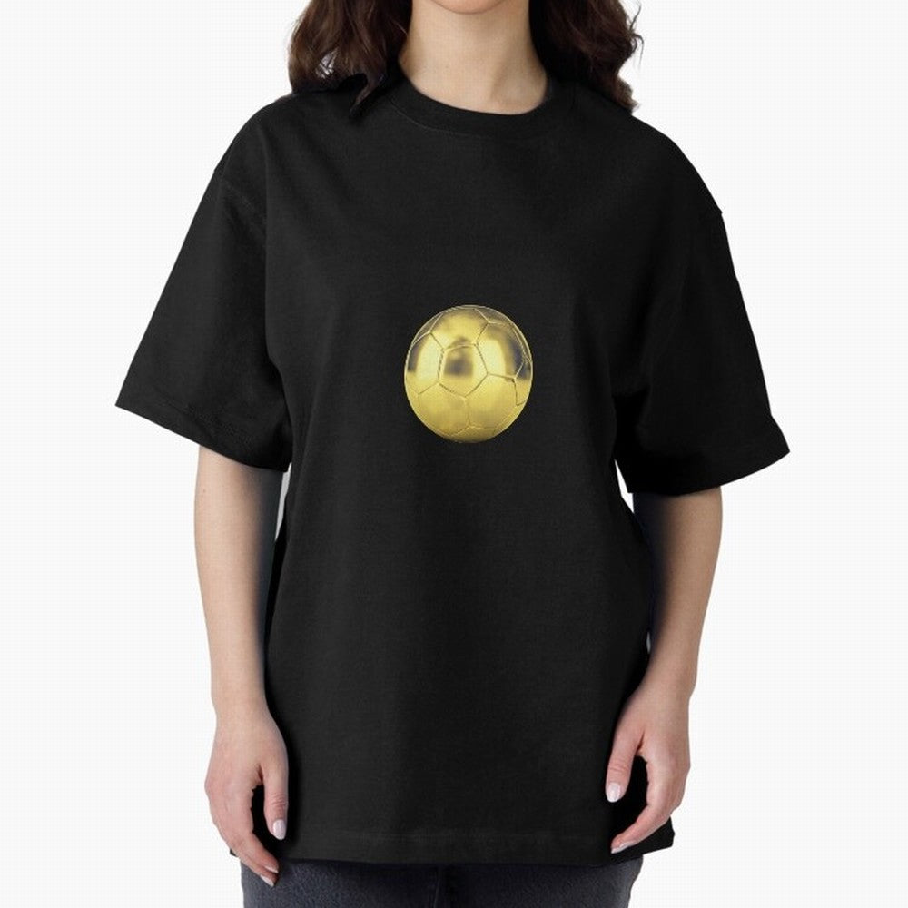 Gold Football | Golden Football Good Quality Oversized T-Shirt Represent the Passion of FIFA World Cup 2026 Group Stage Celebrating Neymar, Haaland and Cristiano Ronaldo, England, France and Netherlands Energy, Match Day Excitement, Supporter