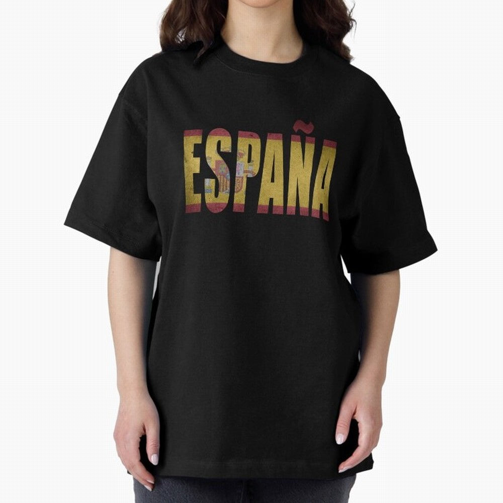 Espa?a Oversized T-Shirt Show Love for Legendary Goals in Match Day Hype around FIFA World Cup 2026 Group Stage, Messi and Cristiano Ronaldo, England, France and Netherlands, Sports Nostalgia, International Competition, Famous Players and