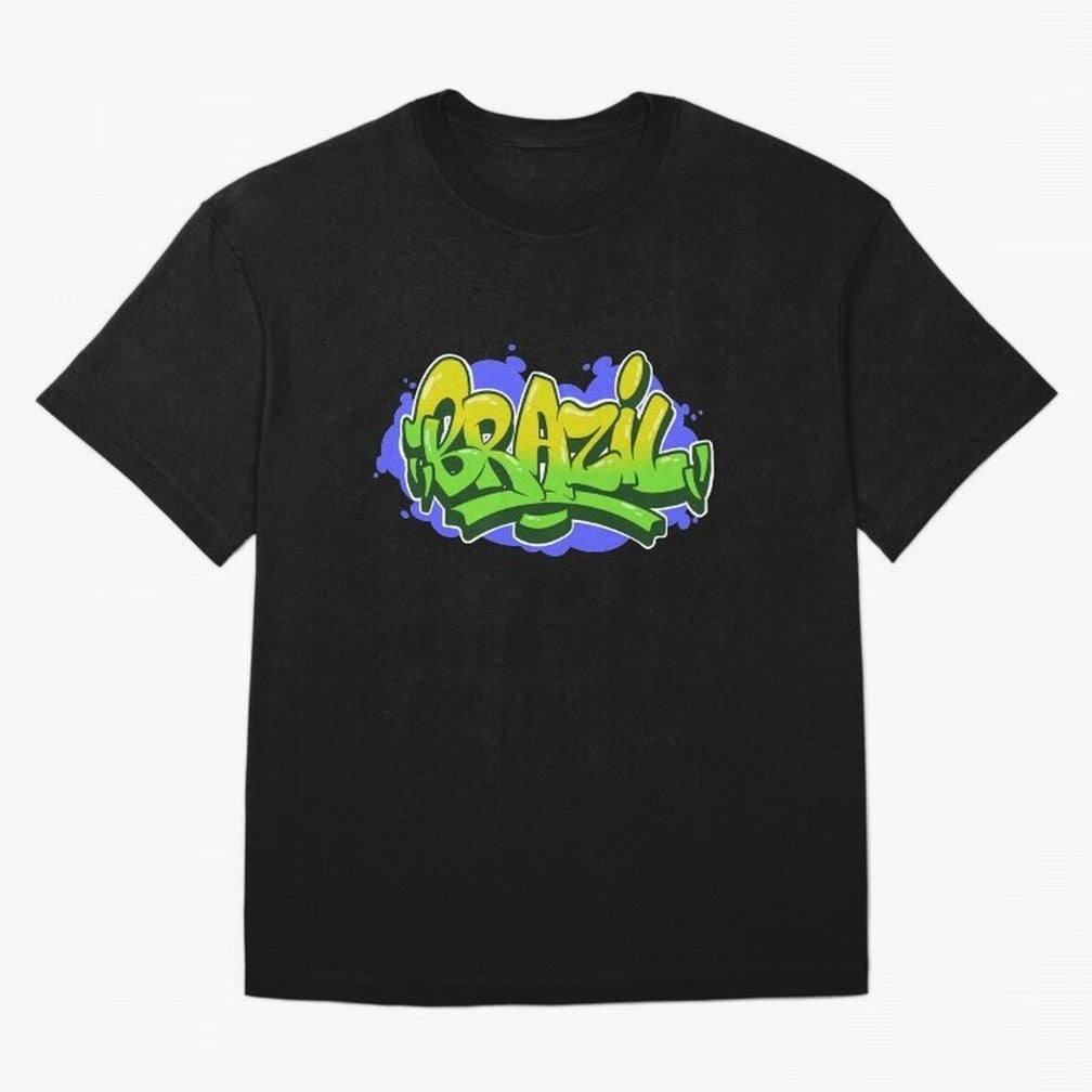 Brazil Graffiti Classic T-Shirt Celebrate the Road through Global Football Passion for FIFA World Cup 2026 USA Canada Mexico, Filled with Mbappe and Neymar, Brazil, Champion Mindset, Group Stage Buzz, Knockout Tension and Passionate Fan Culture;