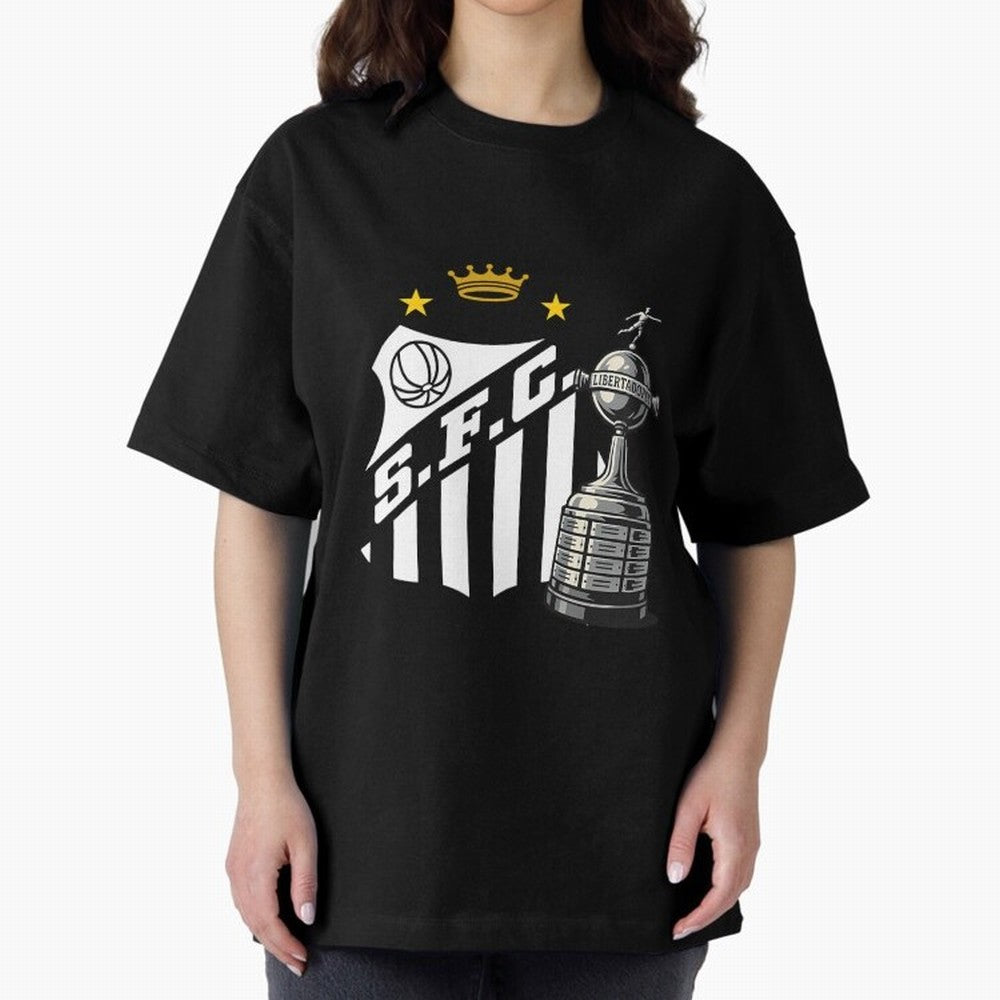 Santos Of Brazil With The Libertadores Cup Oversized T-Shirt Support the Legends of FIFA World Cup 2026 Group Stage for Fans of Neymar, Haaland and Cristiano Ronaldo and England and Germany, Bringing Vintage Soccer Flavor, Modern Football Stars,
