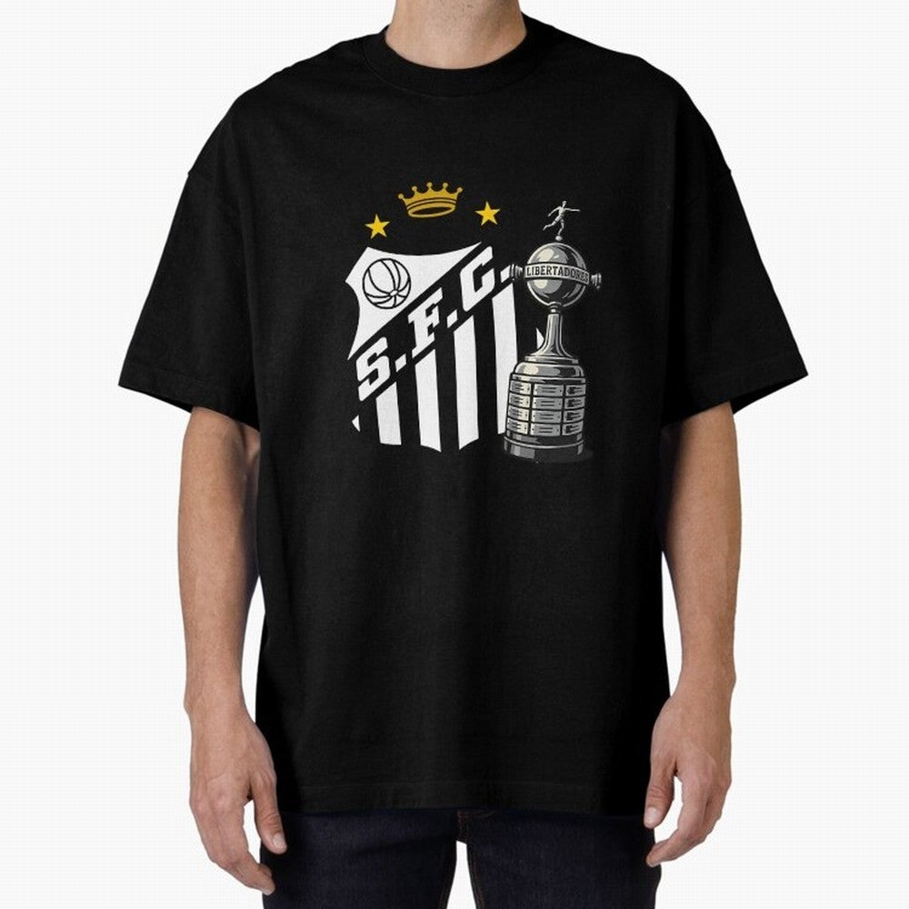 Santos Of Brazil With The Libertadores Cup Oversized T-Shirt Support the Legends of FIFA World Cup 2026 Group Stage for Fans of Neymar, Haaland and Cristiano Ronaldo and England and Germany, Bringing Vintage Soccer Flavor, Modern Football Stars,