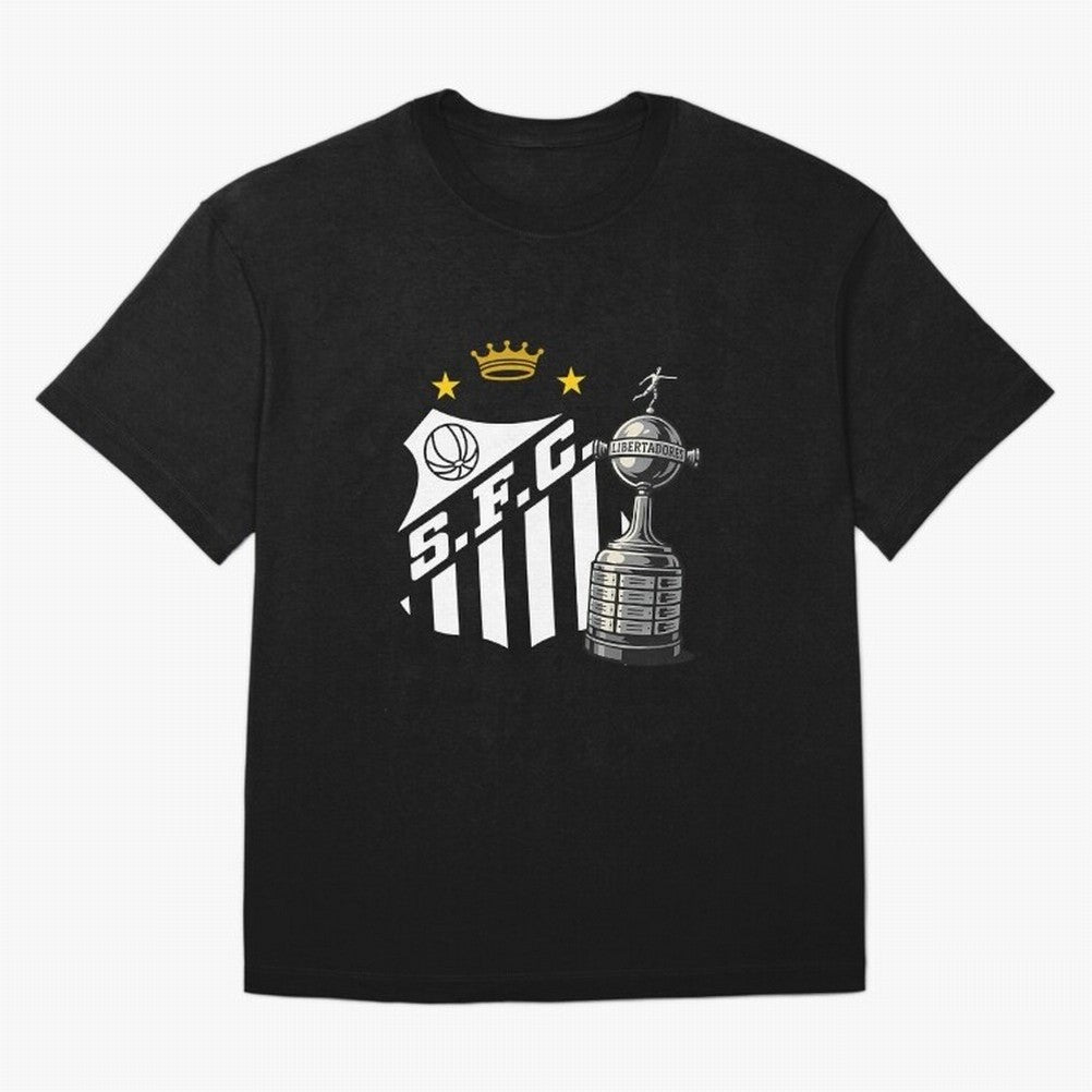 Santos Of Brazil With The Libertadores Cup Oversized T-Shirt Support the Legends of FIFA World Cup 2026 Group Stage for Fans of Neymar, Haaland and Cristiano Ronaldo and England and Germany, Bringing Vintage Soccer Flavor, Modern Football Stars,