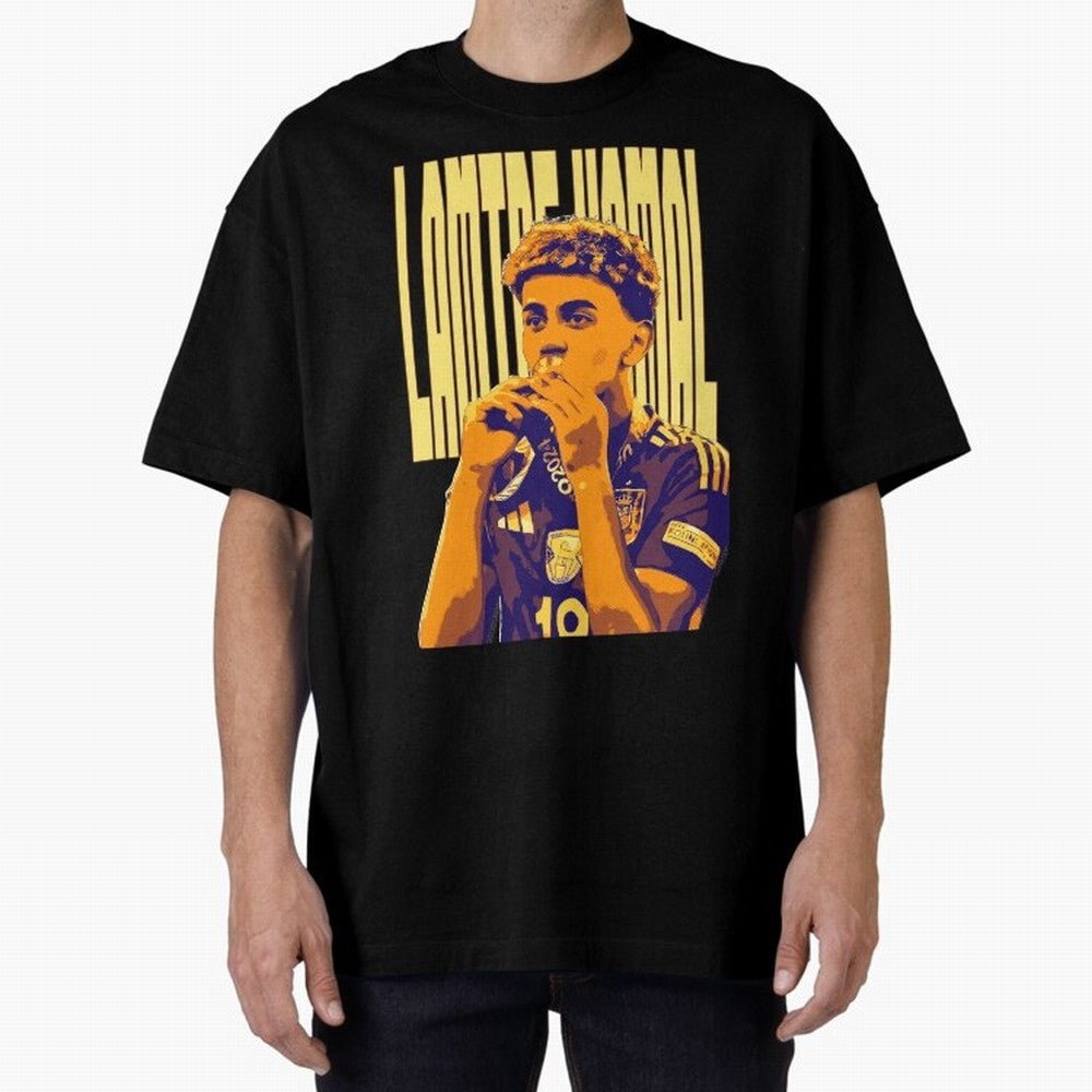Lamine yamal pop art Oversized T-Shirt Carry National Pride through Match Day Hype around FIFA World Cup 2026, Messi and Cristiano Ronaldo, France, Championship Spirit, Famous Goals, Roaring Crowds and International Football Unity; Created for