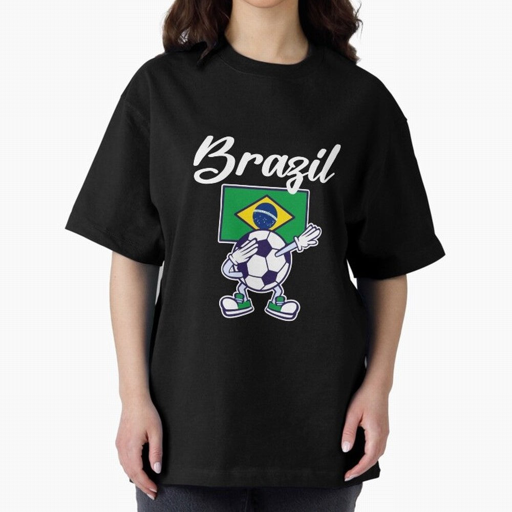 BRAZIL - Dabbing Football Soccer Ball - BRAZIL Classic T-Shirt Embrace Global Football Passion for FIFA World Cup 2026 Group Stage, Made for Haaland and Mbappe, Spain, Supporter Pride, Iconic Celebrations, Legendary Names and Global Match Day