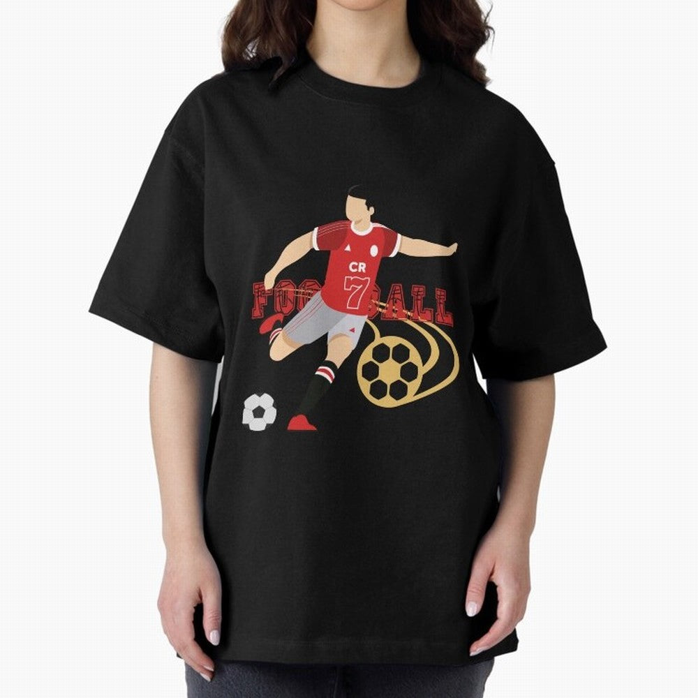 Ronaldo Football Icon Oversized T-Shirt Represent Match Day Hype around FIFA World Cup 2026, Messi, Neymar and Mbappe, France and Portugal, Stadium Memories, Football Loyalty, International Chants and Championship Tradition; Perfect for People Who