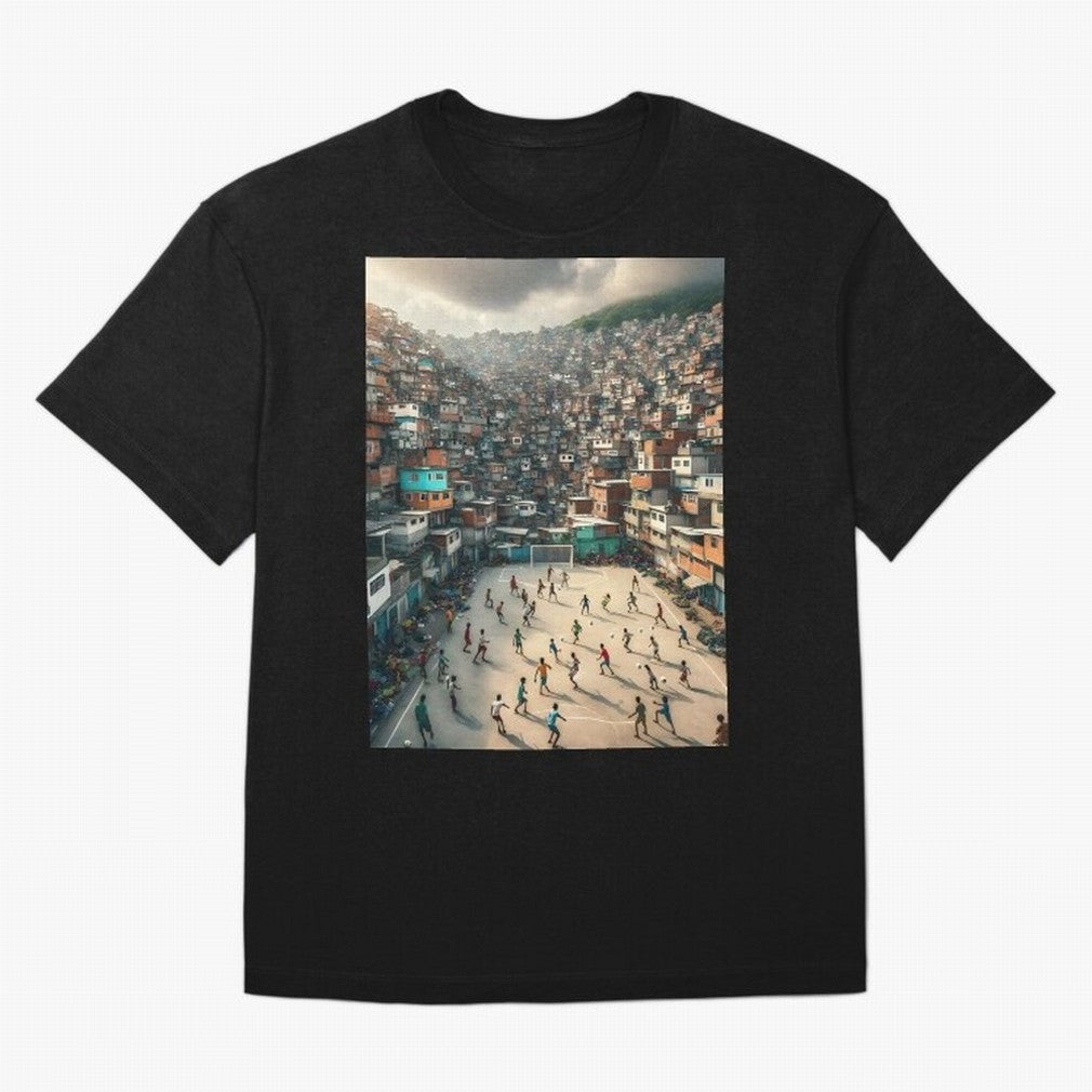 Favela Happiness Classic T-Shirt Relive Legendary Nights from Match Day Hype around FIFA World Cup 2026 Group Stage, Haaland and Mbappe, Spain and Netherlands, Sports Nostalgia, International Competition, Famous Players and Unforgettable Victories;