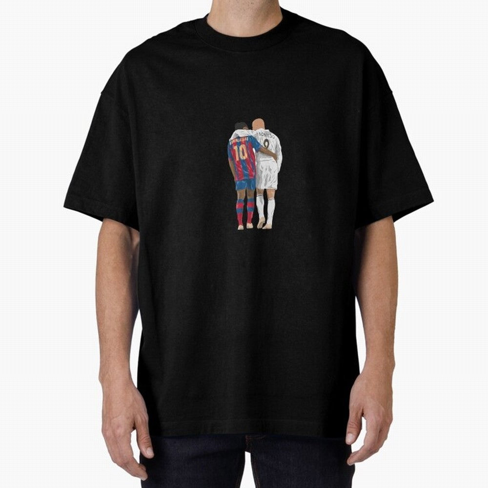 Ronaldinho, Ronaldo Minimalist Oversized T-Shirt Live the Energy of FIFA World Cup 2026 Group Stage Spirit, Highlighting France, CR7 and Messi, Championship Spirit, Famous Goals, Roaring Crowds and International Football Unity; Made for Collectors
