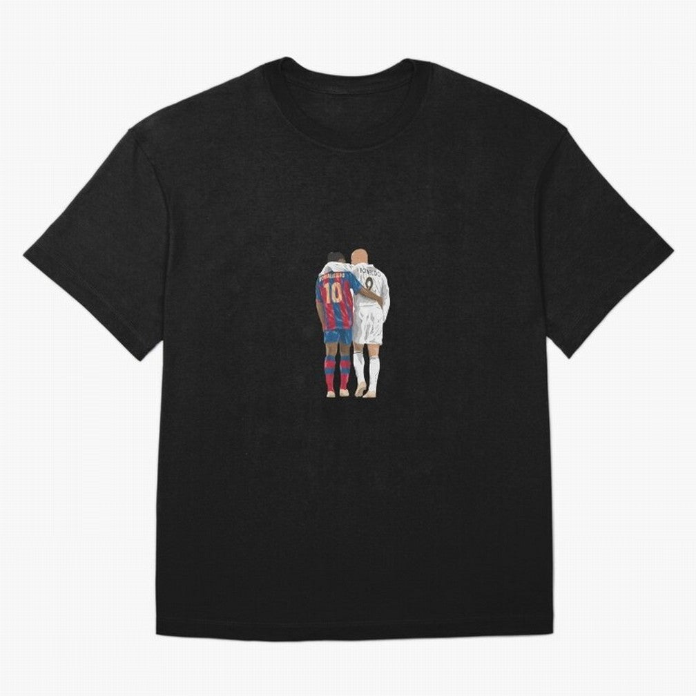 Ronaldinho, Ronaldo Minimalist Oversized T-Shirt Live the Energy of FIFA World Cup 2026 Group Stage Spirit, Highlighting France, CR7 and Messi, Championship Spirit, Famous Goals, Roaring Crowds and International Football Unity; Made for Collectors