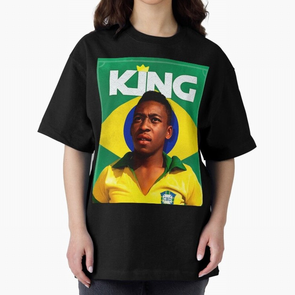 King Pele Oversized T-Shirt Experience the Global Stage of FIFA World Cup 2026 USA Canada Mexico Spirit, Made for England, Mbappe, Football History, Final Match Energy, Crowd Noise and Once in a Lifetime Moments; Ideal for Football Dads, Football
