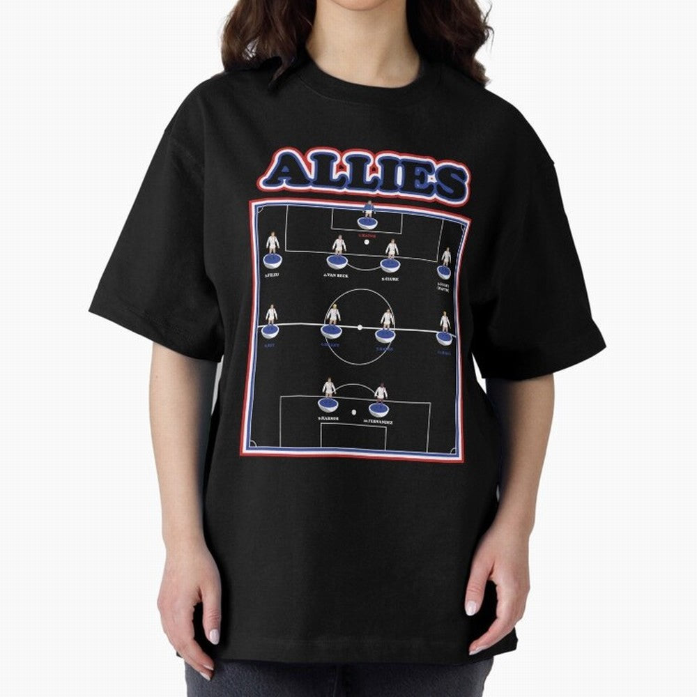 The Allies Team Line Up Oversized T-Shirt Unlock Match Day Hype around FIFA World Cup 2026 Group Stage, Messi, Neymar and Mbappe, Argentina and Brazil, Stadium Chants, National Pride, Trophy Dreams and Unforgettable Football Memories; Created for