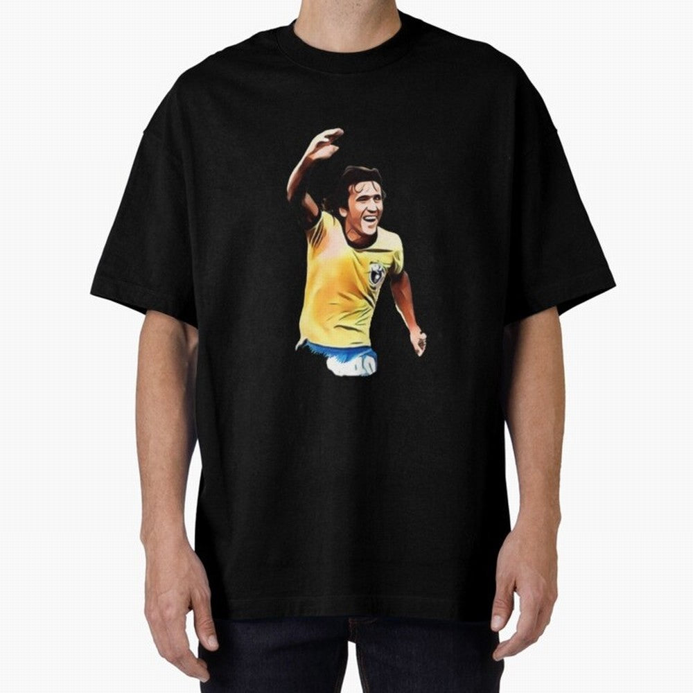 Legends of The Beautiful Game Cartoon Collection Legends Arthur Zico 2 Cartoon Artwork134 Oversized T-Shirt Celebrate Classic Football Spirit in the FIFA World Cup 2026 Journey through Messi, CR7 and Mbappe Highlights, Brazil, Portugal and