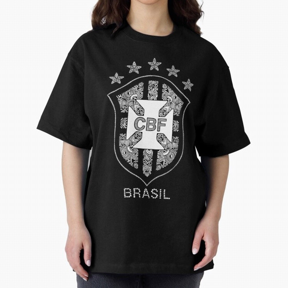 BRASIL NATIONAL FOOTBALL TEAM LOGO Oversized T-Shirt Follow the Road to the FIFA World Cup 2026 USA Canada Mexico Journey through Neymar Highlights, Brazil, Portugal and Argentina Pride, Fan Favorite Moments, National Team Passion, Big Match Drama