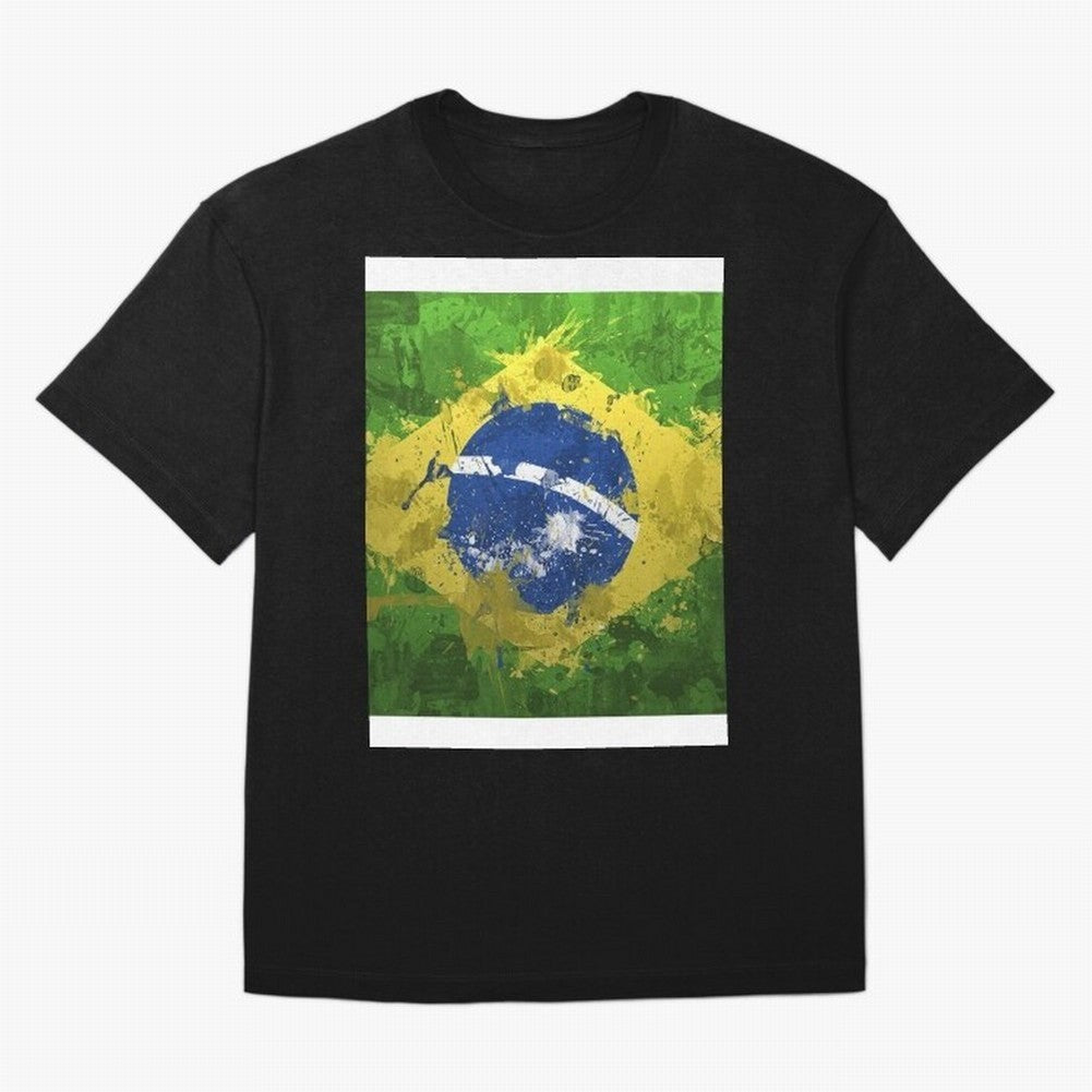Brasilian Flag Face Mask Graphic T-Shirt Honor Champions and Dreams in Match Day Hype around FIFA World Cup 2026, Messi, England and Germany, Vintage Soccer Flavor, Modern Football Stars, National Flags and Final Night Emotion; Perfect for