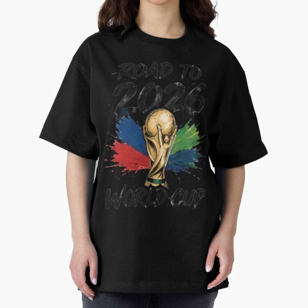 Road To 2026 World Cup Football Graphic Tee Classic T-Shirt Support Iconic Players in FIFA World Cup 2026 Group Stage Celebrating Mbappe and Neymar, Argentina, France and Brazil Energy, Goal Celebration Energy, Supporter Heritage, Football Icons