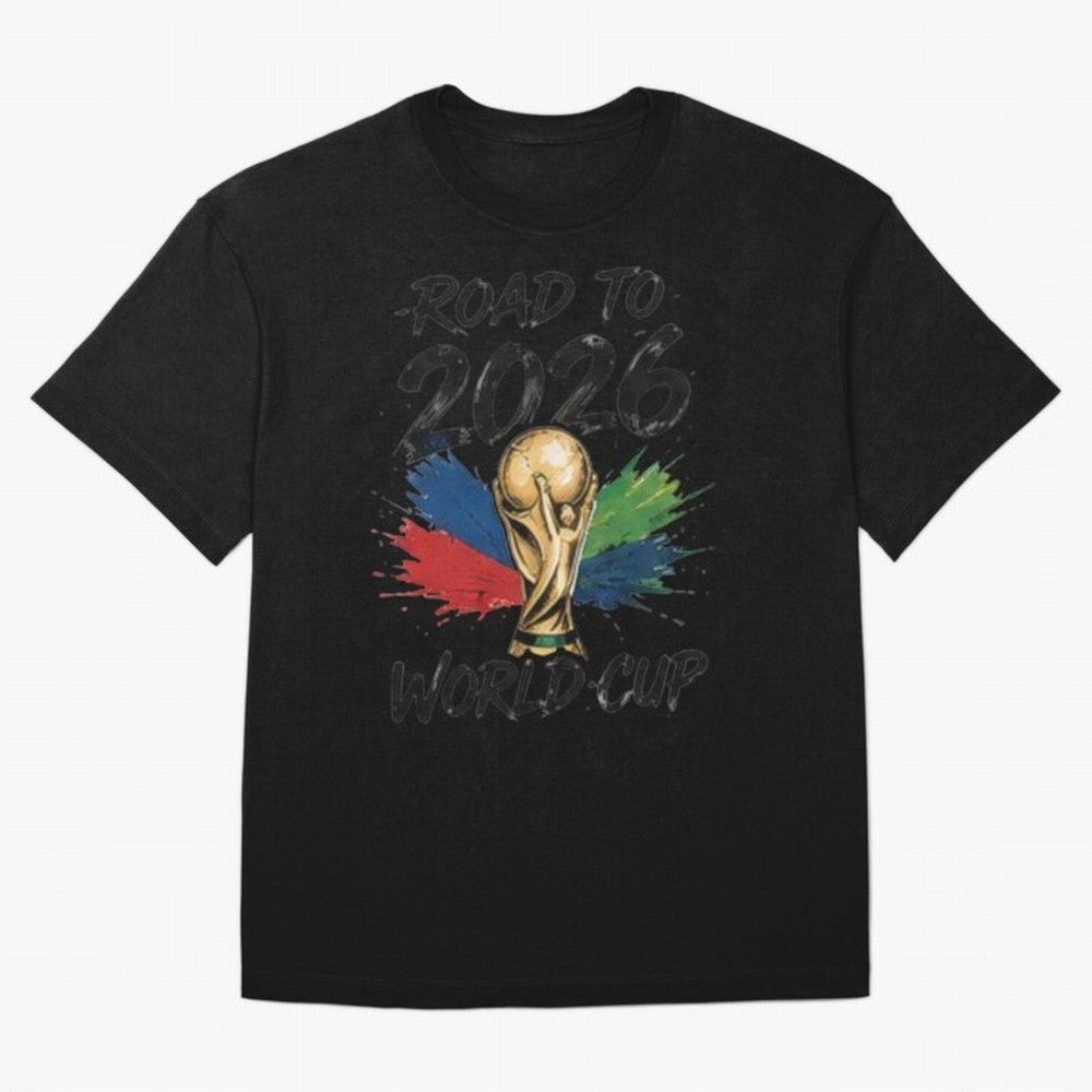 Road To 2026 World Cup Football Graphic Tee Classic T-Shirt Support Iconic Players in FIFA World Cup 2026 Group Stage Celebrating Mbappe and Neymar, Argentina, France and Brazil Energy, Goal Celebration Energy, Supporter Heritage, Football Icons