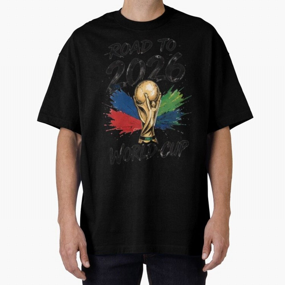 Road To 2026 World Cup Football Graphic Tee Classic T-Shirt Support Iconic Players in FIFA World Cup 2026 Group Stage Celebrating Mbappe and Neymar, Argentina, France and Brazil Energy, Goal Celebration Energy, Supporter Heritage, Football Icons