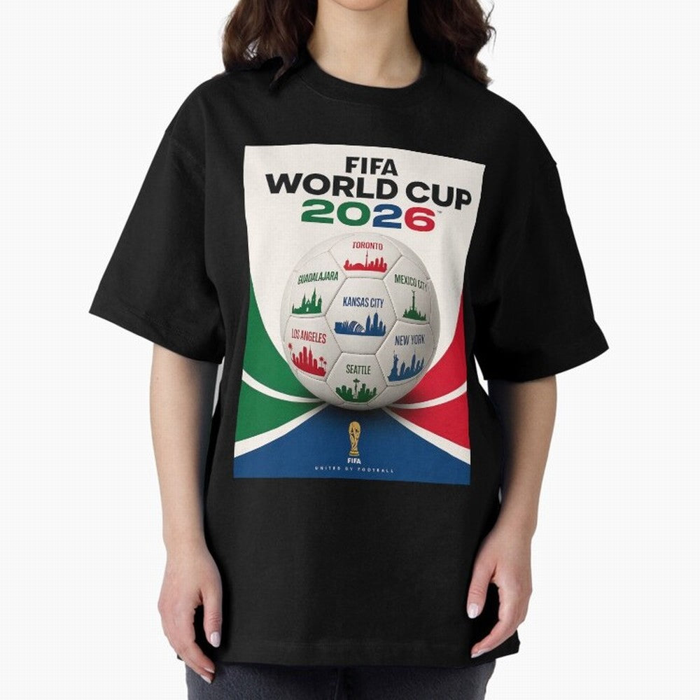 North America Football 2026 Classic T-Shirt Represent Football Lovers during Global Football Passion for FIFA World Cup 2026 USA Canada Mexico, Centered on CR7 and Messi, Spain, Championship Spirit, Famous Goals, Roaring Crowds and International