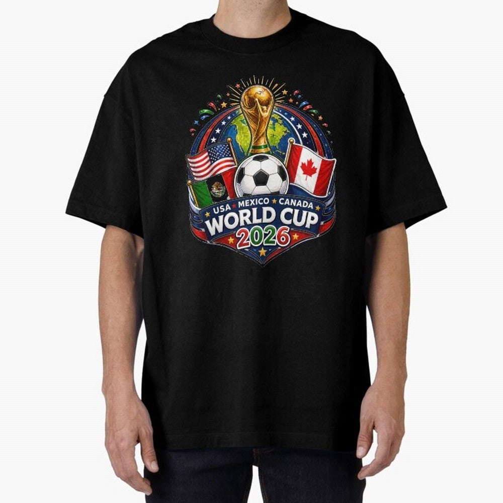 World Cup 2026 Sticker ¨C USA Mexico Canada Football Trophy Design Classic T-Shirt Feel the Heartbeat of FIFA World Cup 2026 USA Canada Mexico Featuring Messi, CR7 and Mbappe, Brazil, Portugal and Argentina Energy, Vintage Soccer Flavor, Modern
