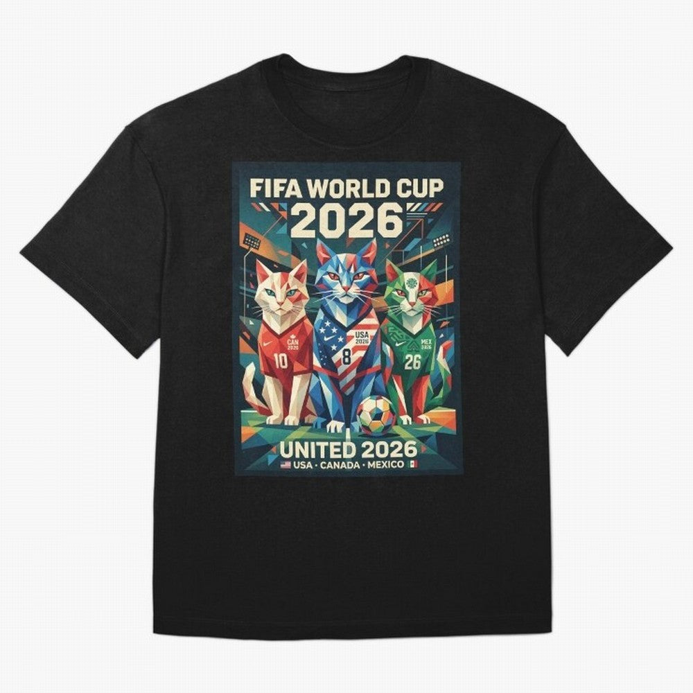 The Cats Football World Cup Classic T-Shirt Feel the Trophy Chase of FIFA World Cup 2026 USA Canada Mexico for Fans of Messi and Brazil, Portugal and Argentina, Bringing Vintage Soccer Flavor, Modern Football Stars, National Flags and Final Night
