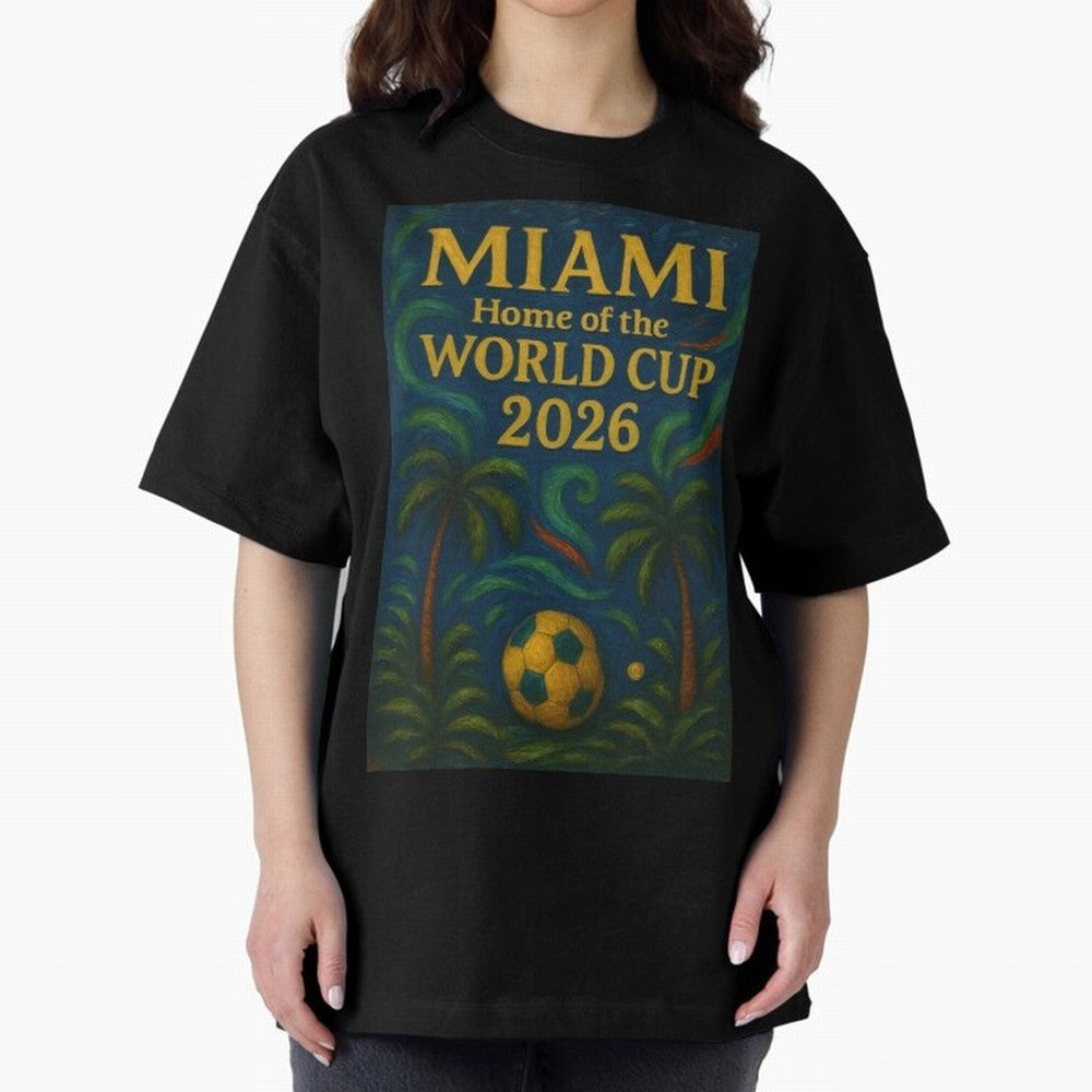 Miami Home of the World Cup 2026 Soccer Fan Poster ¡ª Tropical Art Print Classic T-Shirt Make Game Day About the FIFA World Cup 2026 USA Canada Mexico Journey through Neymar Highlights, England and Germany Pride, Soccer Culture, Superstar Moments,