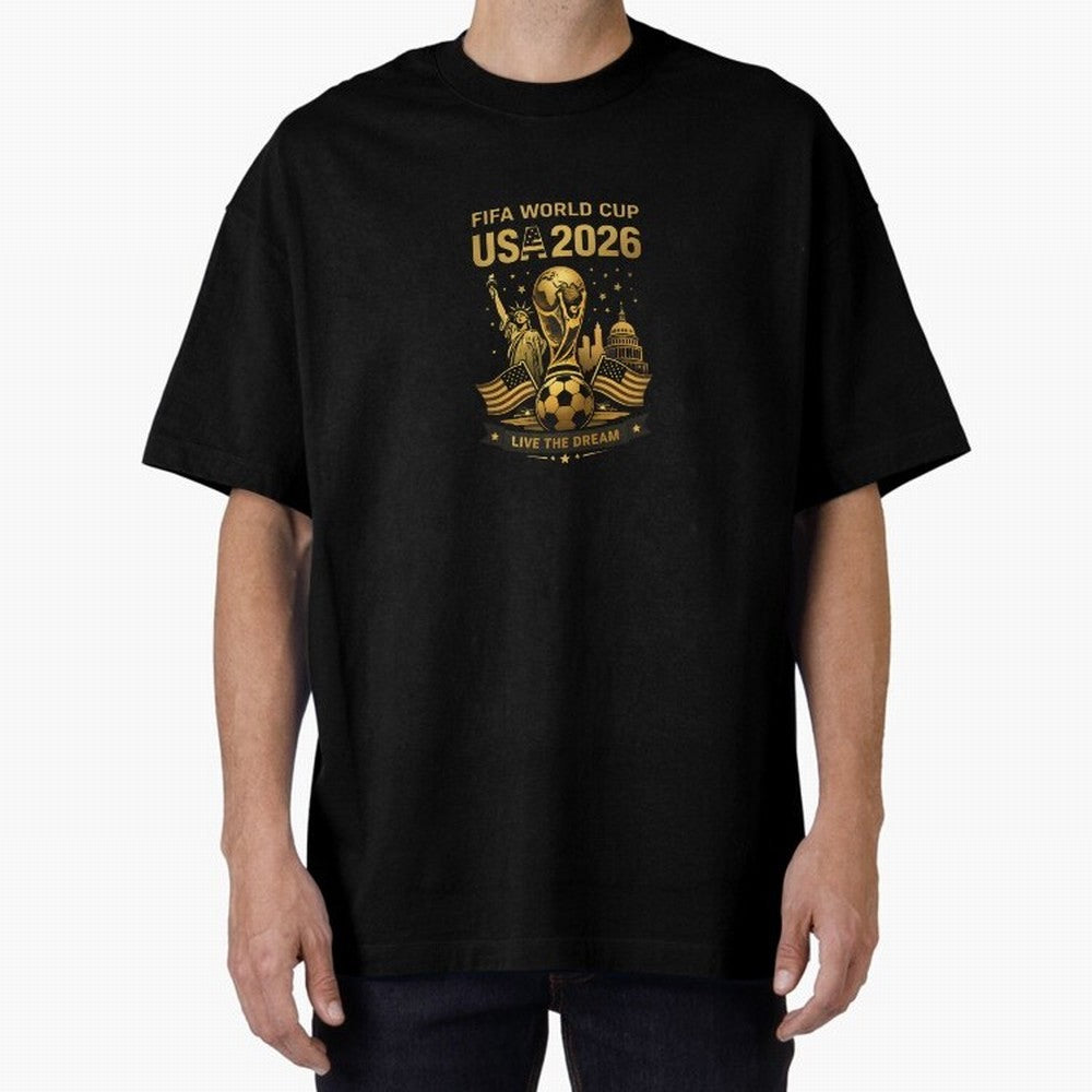 Fifa World Cup USA 2026 Gold Soccer Football Classic T-Shirt Share the Excitement of FIFA World Cup 2026 USA Canada Mexico for Fans of Messi and Cristiano Ronaldo and Netherlands, Bringing Football Passion, Legendary Performances, Festival Vibes