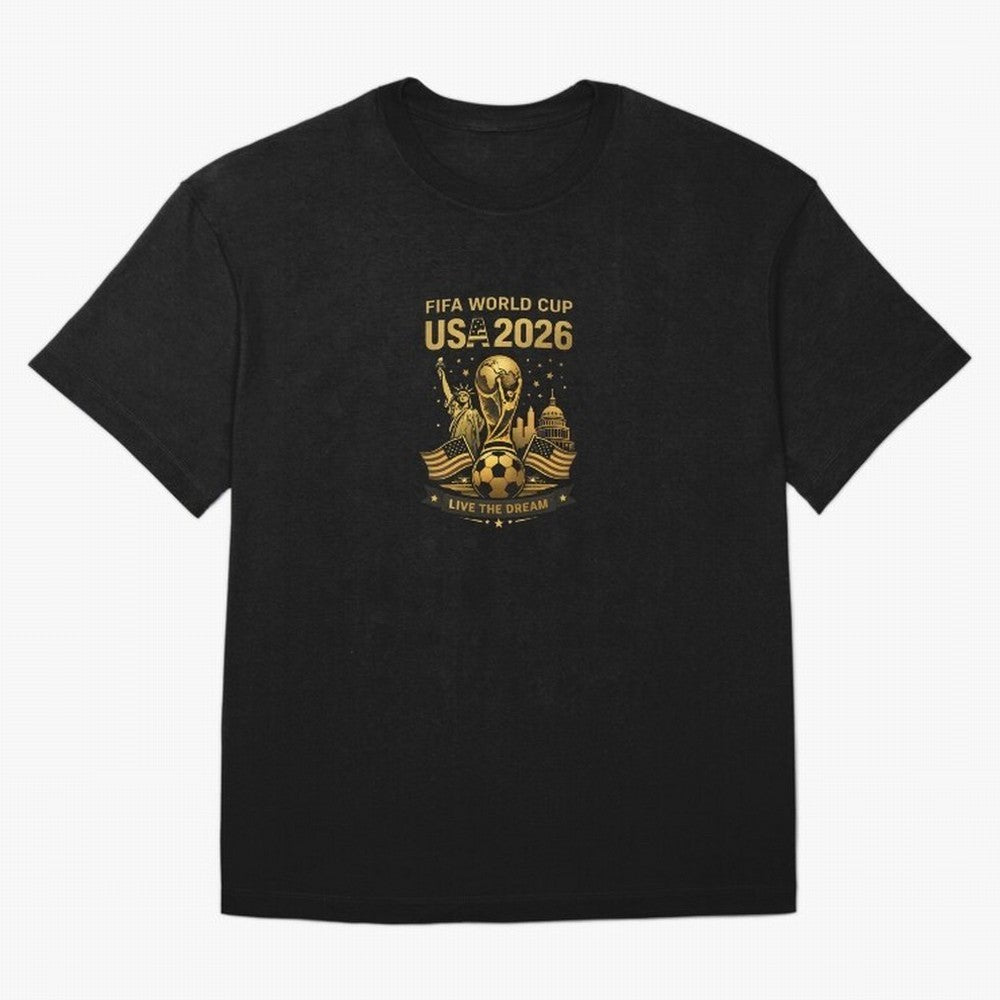 Fifa World Cup USA 2026 Gold Soccer Football Classic T-Shirt Share the Excitement of FIFA World Cup 2026 USA Canada Mexico for Fans of Messi and Cristiano Ronaldo and Netherlands, Bringing Football Passion, Legendary Performances, Festival Vibes