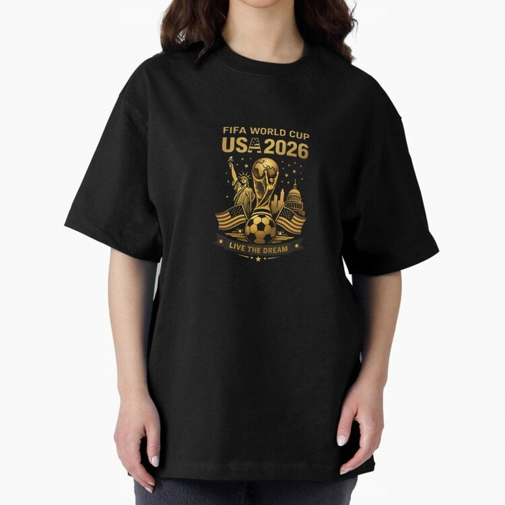 Fifa World Cup USA 2026 Gold Soccer Football Classic T-Shirt Share the Excitement of FIFA World Cup 2026 USA Canada Mexico for Fans of Messi and Cristiano Ronaldo and Netherlands, Bringing Football Passion, Legendary Performances, Festival Vibes