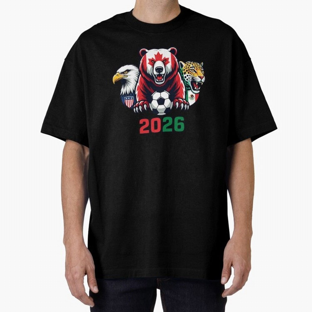 World Cup 2026 USA Canada Mexico Host Mascots Classic T-Shirt Fuel Your Fan Pride for FIFA World Cup 2026 USA Canada Mexico Spirit, Highlighting Portugal, Spain and Germany, Messi, Neymar and Mbappe, Global Supporter Spirit, Legendary Goals,