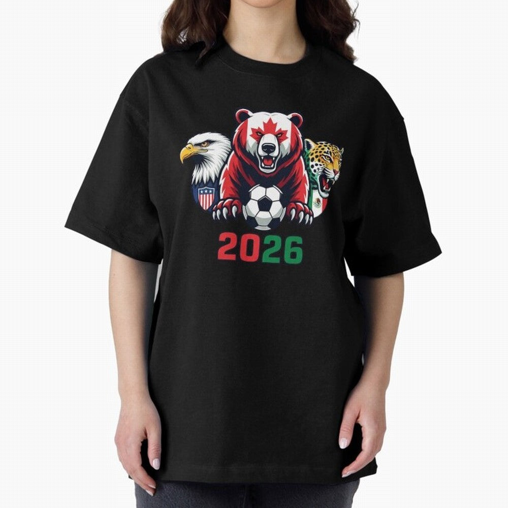 World Cup 2026 USA Canada Mexico Host Mascots Classic T-Shirt Fuel Your Fan Pride for FIFA World Cup 2026 USA Canada Mexico Spirit, Highlighting Portugal, Spain and Germany, Messi, Neymar and Mbappe, Global Supporter Spirit, Legendary Goals,